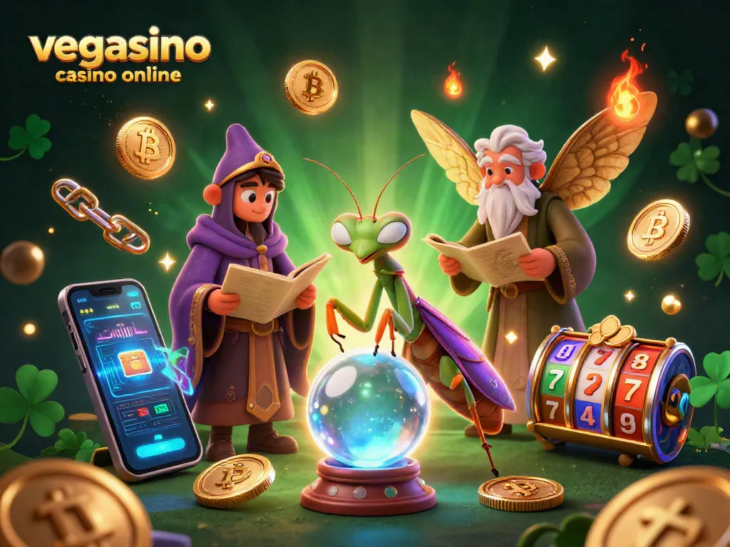 Experience exciting winning strategies at vegasino casino online with vibrant 3D fortune teller and game elements.