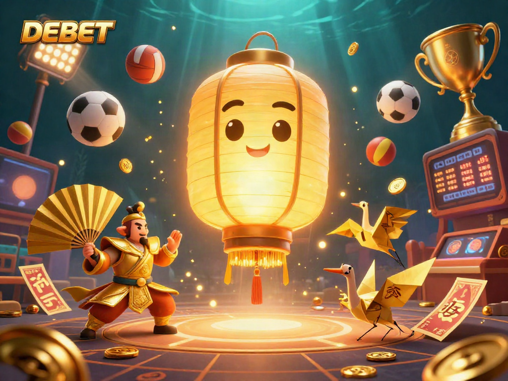 Experience thrilling betting action at DEBET with dynamic sports elements and vibrant casino visuals.