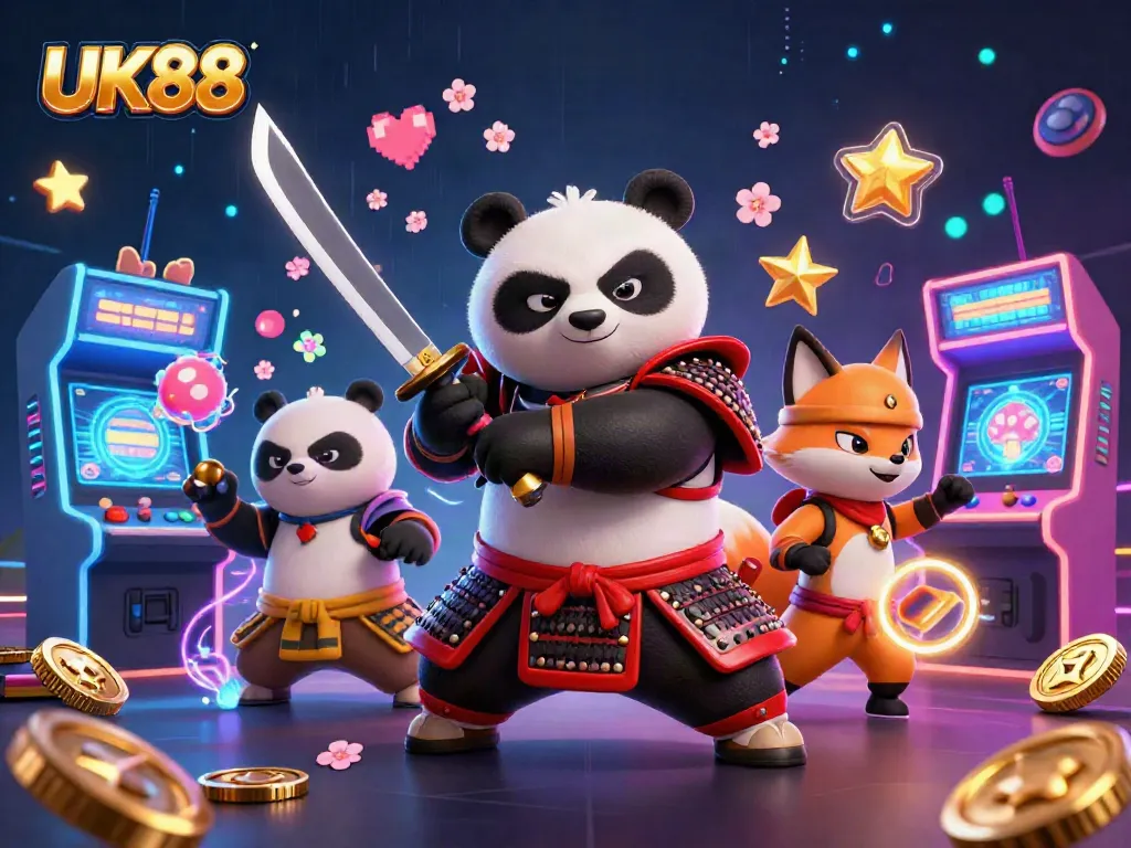 Engage with UK88's vibrant online gambling experience featuring exciting characters and game elements.