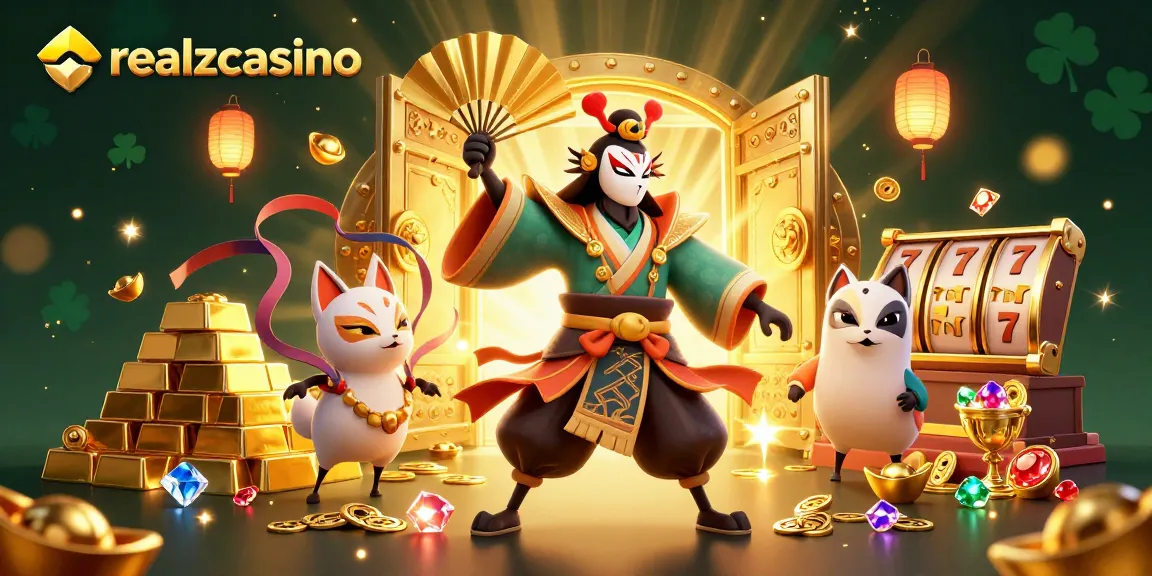 Spiele realzcasino mit einem faszinierenden 3D-Kabuki-Krieger und gleite in die Welt des Glücksspiels.