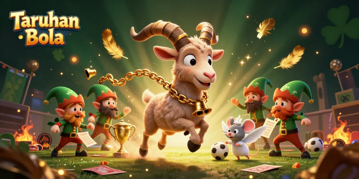 Experience thrilling Taruhan Bola action with a festive Krampus goat at a chaotic betting scene.