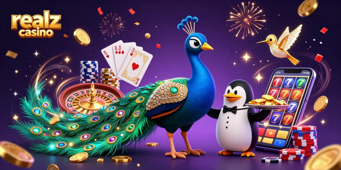 Enjoy thrilling gaming at realz casino with vibrant characters, slots, and roulette excitement!