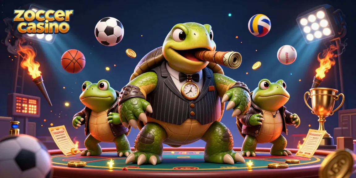 Experience gaming excitement at Zoccer Casino with a vibrant 3D scene featuring unique characters and elements.