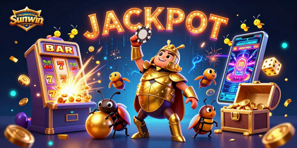 Cổng game bài đổi thưởng Sunwin showcases a thrilling casino scene with vibrant characters and dynamic gaming elements.