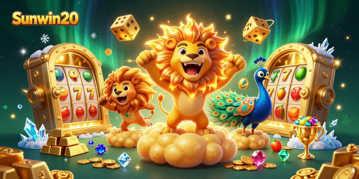 Experience the excitement of sunwin20 with a vibrant 3D casino illustration featuring dynamic game elements.